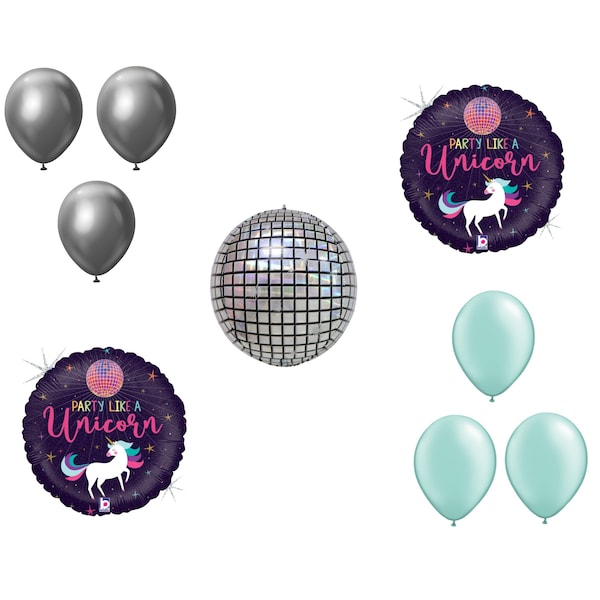 Loonballoon DiscoTheme Balloon Set, 2x Birthday Unicorn Party Holographic Balloon, 20in. 81225-LAB867-L-U - main